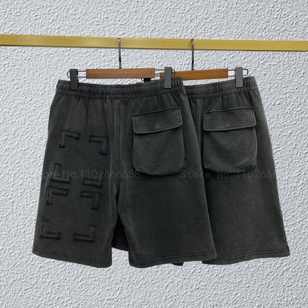 Shorts pour hommes Printemps et été Autocollant de broderie Double brin Terry 320g Pantalon de haute qualité usé Capris lavable pour hommes A