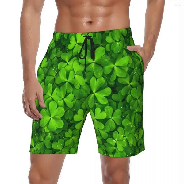 Shorts pour hommes St Patricks Day Gym Summer Four Leaf Clover Classic Beach Pantalons courts Hommes Running Surf Quick Dry Pattern Trunks