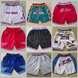 Pantalones cortos para hombre Star All Team Basketball Just Shorts Don Sport Wear Pocket Zipper Pantalones deportivos Hombre 2019-2020 1996 1997 2003 Año Rojo Azul Western Ea313v W0225