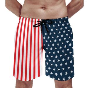 Shorts pour hommes Star And Stripes Board Classic Male Beach Pantalons Drapeau patriotique américain Rouge Bleu Étoiles Imprimer Maillot de bain Grande Taille
