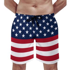Heren shorts Star Spangled USA Flag Board Patriotic White Blue Stars Stripes Hawaii Short Pants Sportswear Fast Dry Beach Trunks