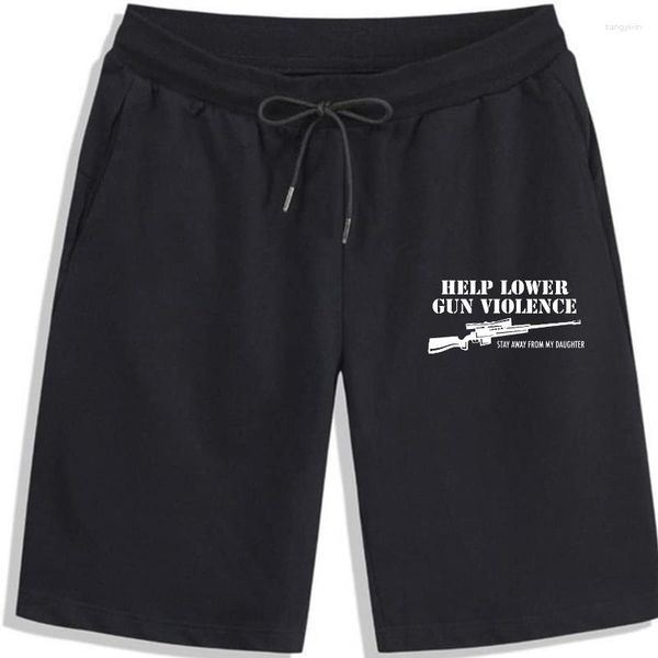 Shorts pour hommes Restez loin de ma fille Pistolet drôle pour papa Hommes Rife Coton Été imprimé sur