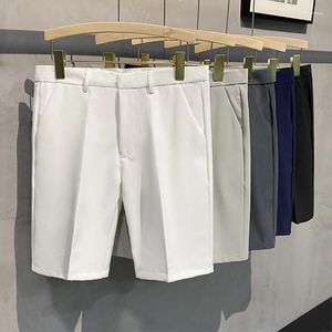 Heren shorts Straight Casual Summer Fashion White Baggy Pants Solid Color Koreaans zakelijk mannelijk pak