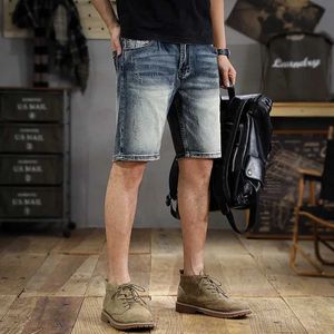 Shorts pour hommes Short en jean lavé rétro pour hommes pour hommes fashion nostalgique scratch strack fit fashionable capris shorts J240407