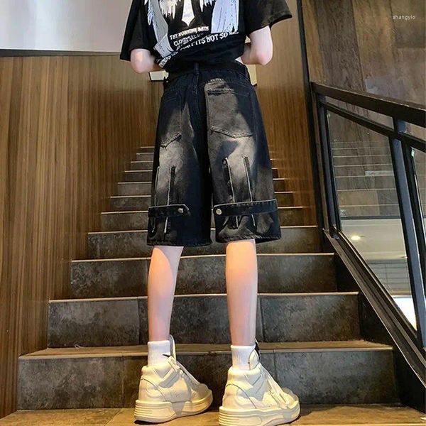 HORS'S Shorts Street Summer Hip Hop Men et femmes Trendy Personnalized Zipper Design Jeans American Couple Retro Loose Casual Y2k