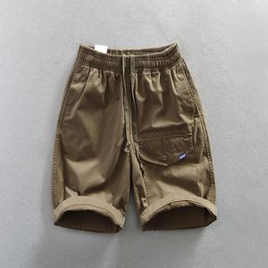 Shorts pour hommes Streetwear hommes décontracté poids lourd Texture pur coton lavage fait vieux poche Cargo ample américain été pantalon