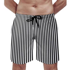 Short masculin à rayures verticales Summer noir et blanc coulant pantalon court homme séchage rapide à grande taille de plage de grande taille