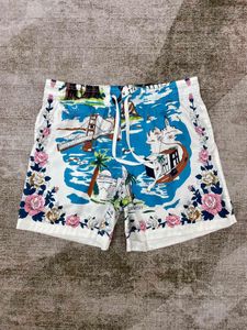 Style de short pour homme Hawaiian Ocean Floral Letter Print Casual Soie