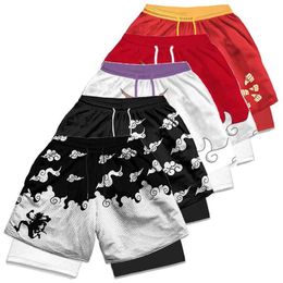 Shorts masculins élégants 3D Print 2 en 1 short de course pour hommes short de performance de sport pour hommes avec poches de vêtements de sport T240507