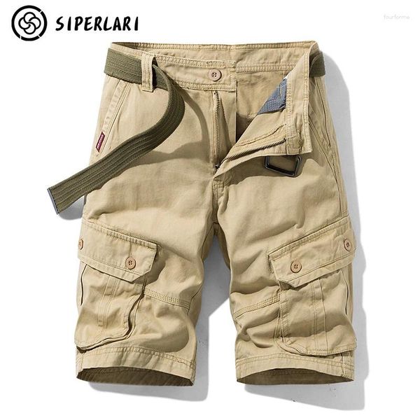 Shorts pour hommes élégant coton cordon été Cargo pantalon tactique avec poches décontracté hommes vêtements-ceinture non incluse