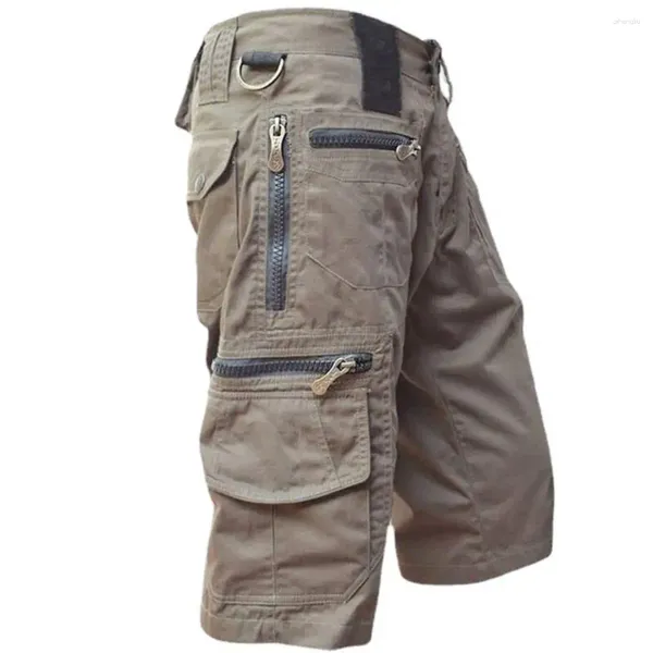 Pantalones cortos para hombre Pantalones cortos elegantes Cintura media Verano Cargo Sudor Bolsillo con cremallera absorbente