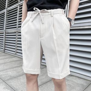 Heren shorts Summer 6 Color Suit Men Slim Fashion Society Mens Dress Koreaans losse casual recht formeel