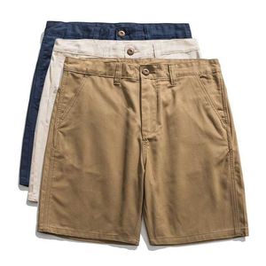 Shorts masculins Summer American rétro Twill Twill Cargo Mens Fashion Simple 100% Cotton Wasted Busined Casual Straight 5 point Pants H240429