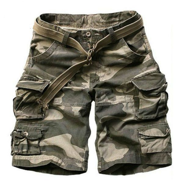 Pantanos cortos de verano del ejército de verano pantalones cortos de camuflaje militar con cinturones camuflaje casual de rodilla longitud de rodilla pantalones cortos bermudas hombre 230428