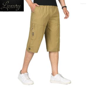 Heren Shorts Zomer Baggy Multi Pocket Militaire Rits Cargo Korte Rijbroeken Lang Legergroen Kaki Bermuda Mannelijke Capri Plus Big Size