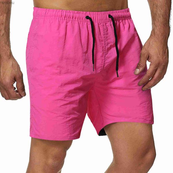 Shorts pour hommes Été plage conseil Shorts hommes maillot de bain pantalons courts hommes sport maillots de bain rose vif solide sport hommes sous-vêtements Masculino ShortsL240111