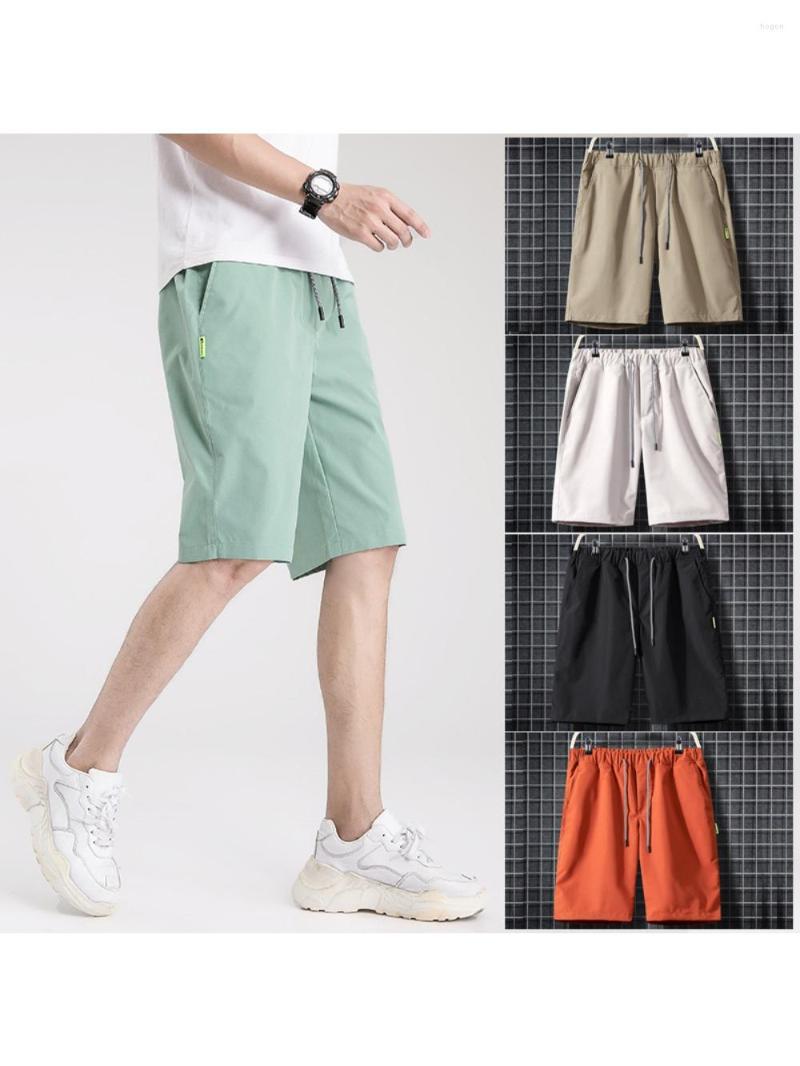 Men's Shorts Summer Beach Pants Drawstring Medium Casual Sports Breathable Men Straight Leg Five Quarter Trend