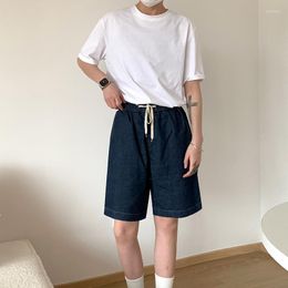 Heren shorts Summer Blue Denim Men Fashion Retro Drawtring Mens Streetwear Koreaanse los rechte jeans M-2XL