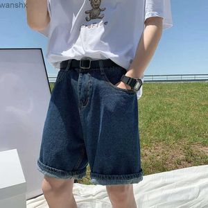 Herenshorts Zomerblauwe denimshorts voor heren Modieuze en casual Rechte denimshorts voor heren Straatkleding Losse hiphop vintage jeans M-2XLL2404