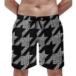 Heren shorts Summer Board Black Houndstooth Sports Cheetah Print Graphic Beach Leuke Quick Drying Swim Trunks Big Size Big Size