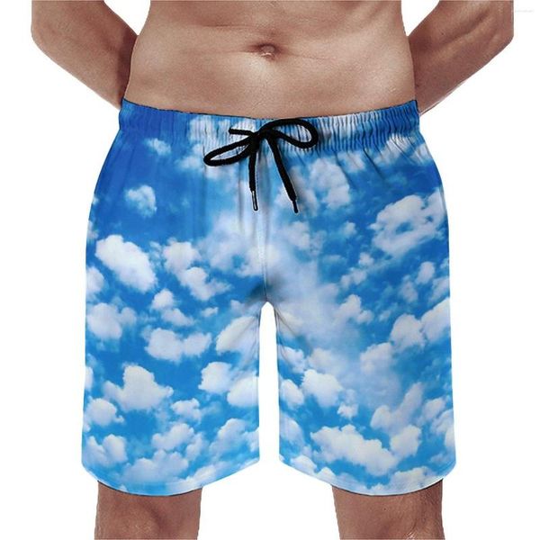 Pantalones cortos para hombres Tablero de verano Máquina de nubes Correr Surf Cielo azul Diseño de estampado Pantalones cortos Casual Secado rápido Troncos de playa de gran tamaño