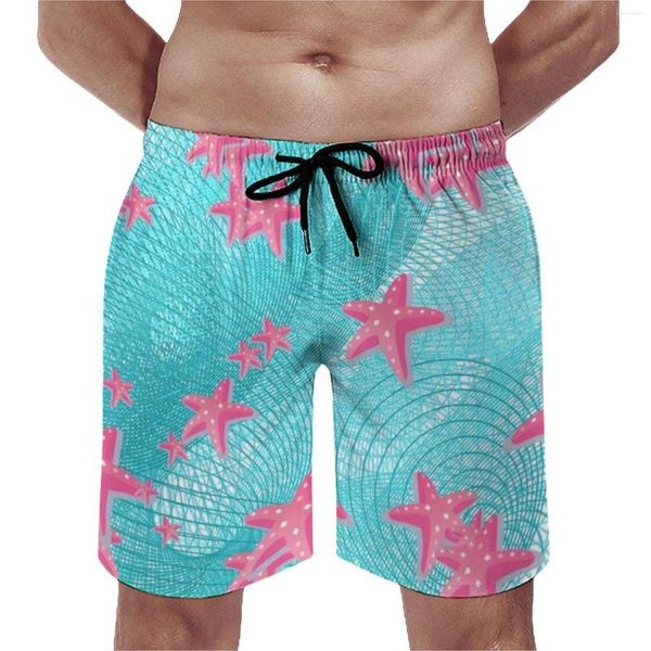 Pantalones cortos para hombre, tabla de verano, lindos estampados de animales, deportes, Surf, estrella de mar rosa, pantalones cortos, bañadores cómodos e informales de talla grande