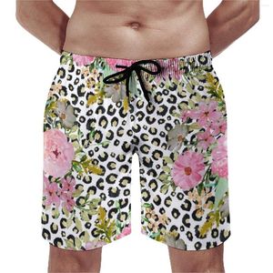 Heren shorts Summer Board Elegant Leopard Print Sport Pink Floral Design Grafische korte broek Casual Fast Dry Swimming Trunks