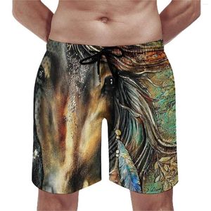 Heren shorts Summer Board Horse Art Talentum Sportswear Abstract Animal Print Short Pants Casual Quick Dry Swimming Trunks