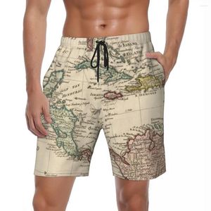 Shorts pour hommes Summer Board Male Vintage Map Print Running Antilles Caraïbes Graphic Beach Pantalon court Y2K Fun Maillot de bain à séchage rapide