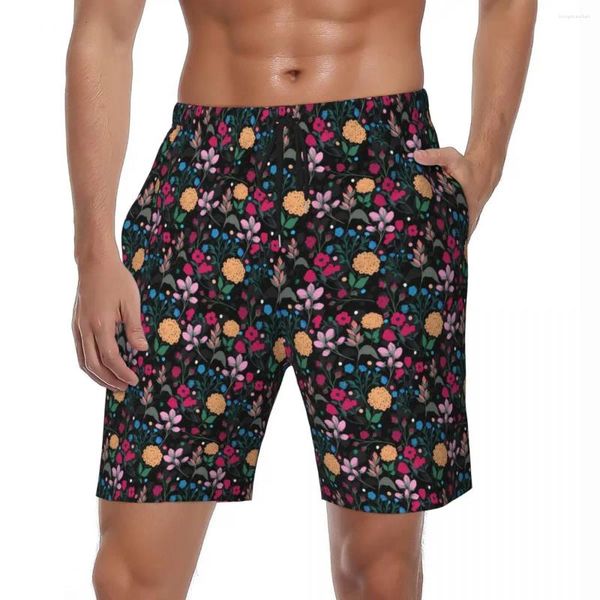 Shorts pour hommes Summer Board Man Ditsy Floral Running Rose Jaune Motif Beach Mode Confortable Trunks Plus Taille 3XL