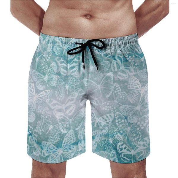 Short d'été pour hommes, motif marbre, papillon, surf, imprimé animal, pantalon court de plage, rétro, séchage rapide, maillot de bain, grande taille
