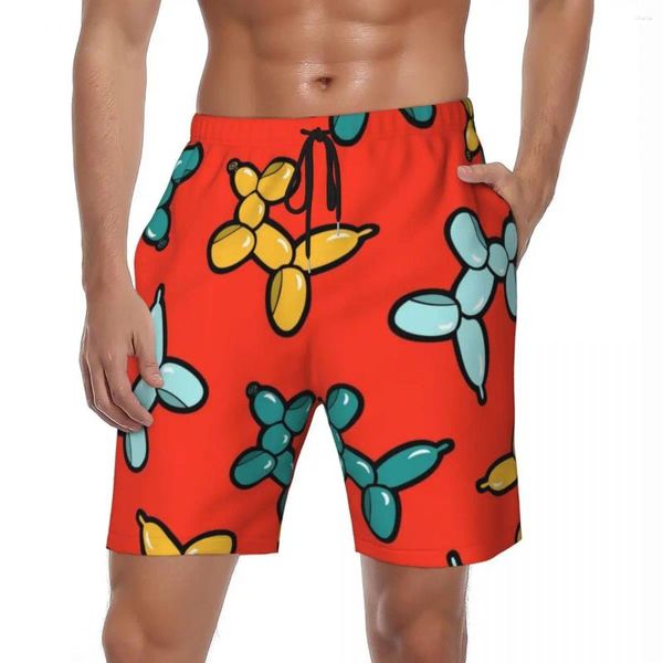 Pantalones cortos para hombres Tablero de verano Hombres Globo Animal Perros Correr Surf Globos divertidos Imprimir Playa Pantalones cortos Y2K Diversión Troncos transpirables