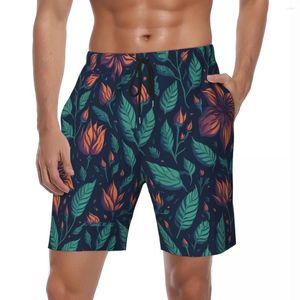 Shorts pour hommes Summer Board Men Green Leaf Sports Fleurs rouges Imprimer Design Beach Pantalon court Élégant Confortable Maillot de bain Plus Taille