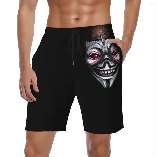 Pantalones cortos para hombres Tablero de verano Hombres Máscara Cráneo Correr Surf Spooky Horron Diseño Playa Y2K Diversión Secado rápido Troncos de natación Tallas grandes