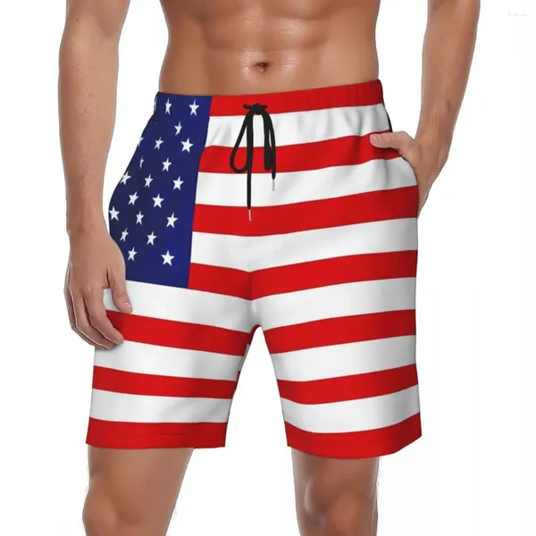 Shorts pour hommes Summer Board Hommes USA Drapeau Surf Rouge Blanc Bleu Personnalisé DIY Pantalon Court Hawaii Séchage Rapide Maillot De Bain Plus Taille