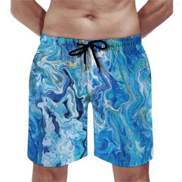 Pantaloncini da uomo Summer Board Ocean Blue Marble Sport Surf Design moderno con stampa artistica Pantaloni corti Costume da bagno vintage ad asciugatura rapida