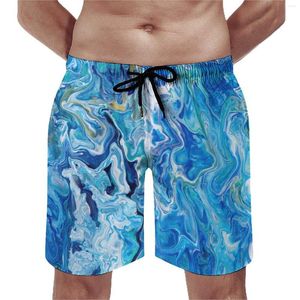 Shorts pour Hommes Summer Board Ocean Marble Sports Fitness Modern Art Print Design Beach Pantalons Courts Casual Séchage Rapide Maillots de Bain