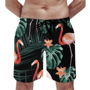 Short d'été pour hommes, imprimé Floral, palmiers, course à pied, Surf, flamand rose Tropical, pantalons courts de plage, à la mode, confortables