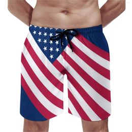Heren shorts Summer Board Patriotic American Flag Stars and Stripes Print Beach Casual Quick Drying Swimming Trunks Plus Maat