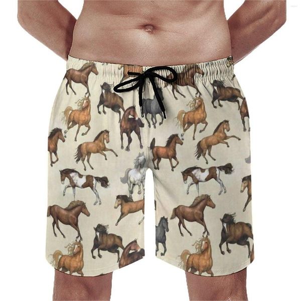 Shorts pour hommes Summer Board Sunset Horse Sports Fitness Cool Animal Print Design Pantalon court de plage Mignon Maillot de bain à séchage rapide Grande taille