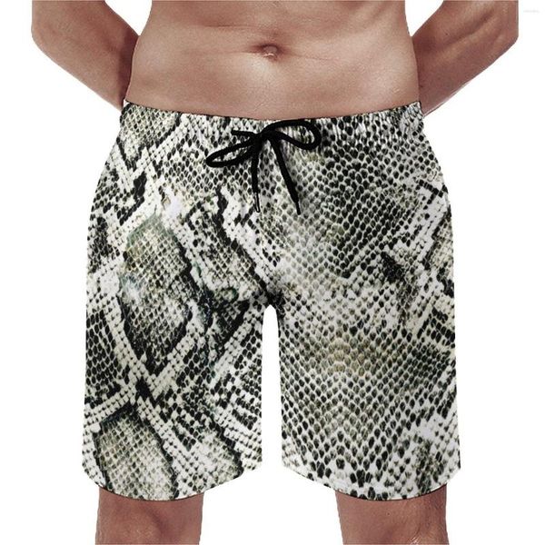 Shorts pour hommes Summer Board Trendy Snakeskin Running White Snake Print Custom Beach Pantalons courts Classiques à séchage rapide Trunks Grande taille