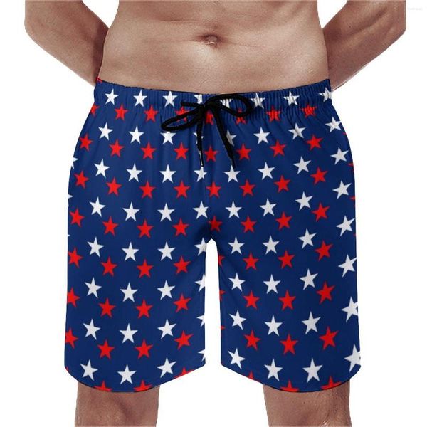 Porteras de verano para hombres Flaja de EE. UU. Sports Surf Star American Star Patriótica Patios cortos Pantalones cortos de secado rápido Trunks de natación