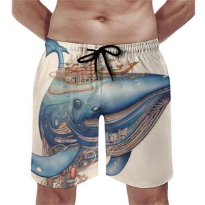 Short de bain pour hommes, planche d'été, baleine, sport, Surf, dessin animé coloré, Design artistique, plage hawaïenne, maillot de bain confortable, grande taille