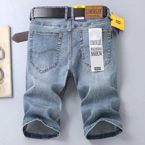 Heren shorts Summer Brand Elastische dunne Bermuda Mens denim jeans heren knie lengte zachte ropa hombre shorts J240420