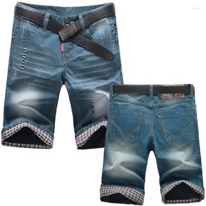 Shorts pour hommes Marque d'été Stretc Tin Bermuda Masculina Coton Denim Jeans Homme Genou Prêté Ropa Casual Sortes Pour Hommes Caro Pantalon