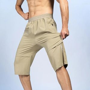 Short d'été léger pour homme, culotte longue, longueur mollet, bande de taille élastique, séchage rapide, extensible, 6XL, kaki, court