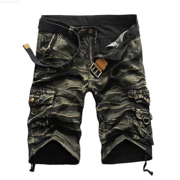 Pantalones cortos de hombre Pantalones cortos de carga de verano Hombres Camuflaje fresco Algodón Casual Pantalones cortos para hombre Ropa de marca Cómodo Camo Hombres Pantalones cortos de carga Sin cinturón L230718