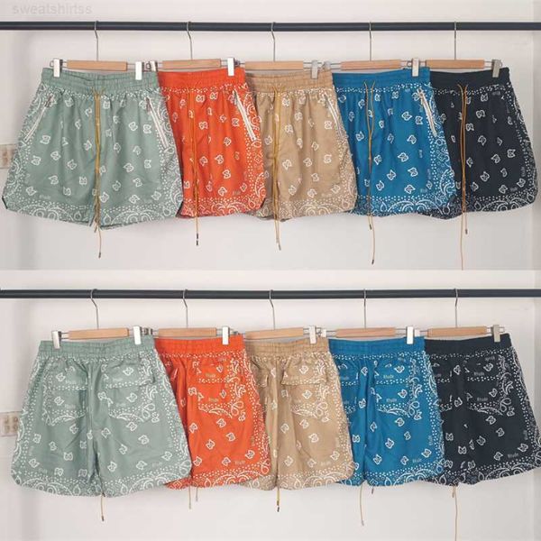 Shorts pour hommes été cajou fleur imprimé Rhude Shorts en maille hommes femmes meilleure qualité séchage rapide cordon culotte Anime Shorts