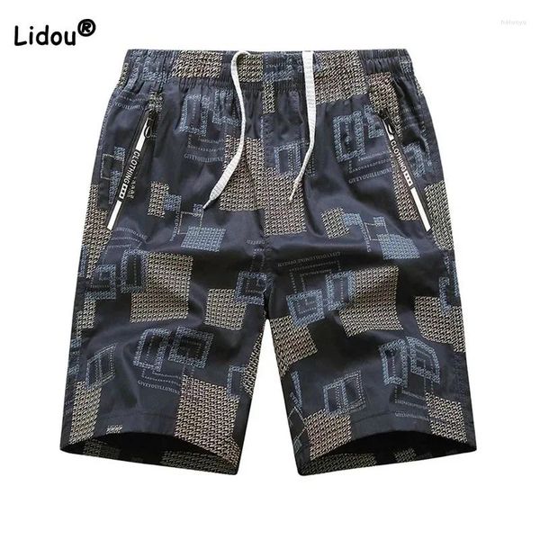 Short masculin Summer Fashion décontractée imprimé droit coréen tout-match élastique haute tendance pantalon de genou lâches vêtements