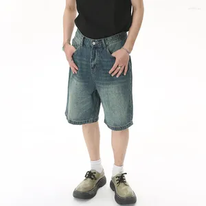 Short en jean décontracté pour homme, ample, taille mi-haute, mode, longueur aux genoux, pantalon court en Denim, Vintage, coréen, W027, été